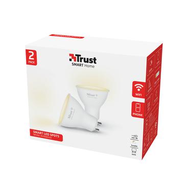 Trust Smart Home - LED-spot lyspære - GU10 - hvidt lys - 1800-6500 K - hvid (pakke med 2)