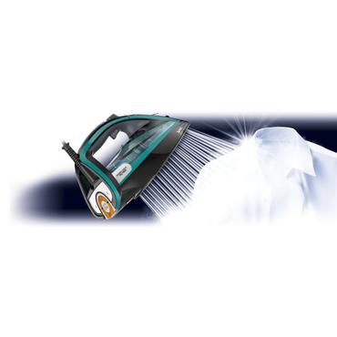 Tefal Ultimate Pure FV9844 Tør & dampstrygejern Durilium autoclean strygesål 3200 W Sort, Blå