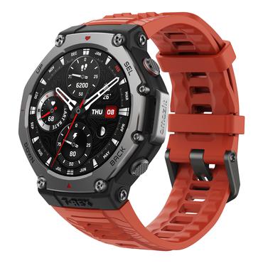 Amazfit T-Rex 3 Lava 3,81 cm (1.5") AMOLED 48.5 mm Digital 480 x 480 pixel Berøringsskærm Sort, Rustfrit stål GPS (satellit)