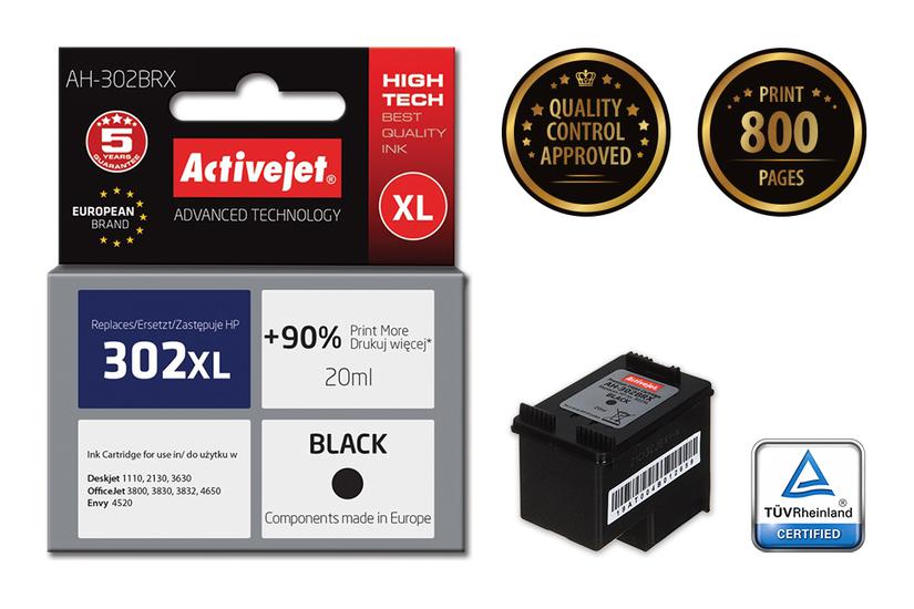 Activejet AH-302BRX bl&aelig;k (erstatning HP 302XL F6U68AE; Premium; 20 ml; sort)