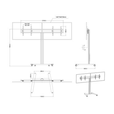 Multibrackets M Display Stand 180 HD Dual st&auml;ll - f&ouml;r 2 LCD-bildsk&auml;rmar - silver