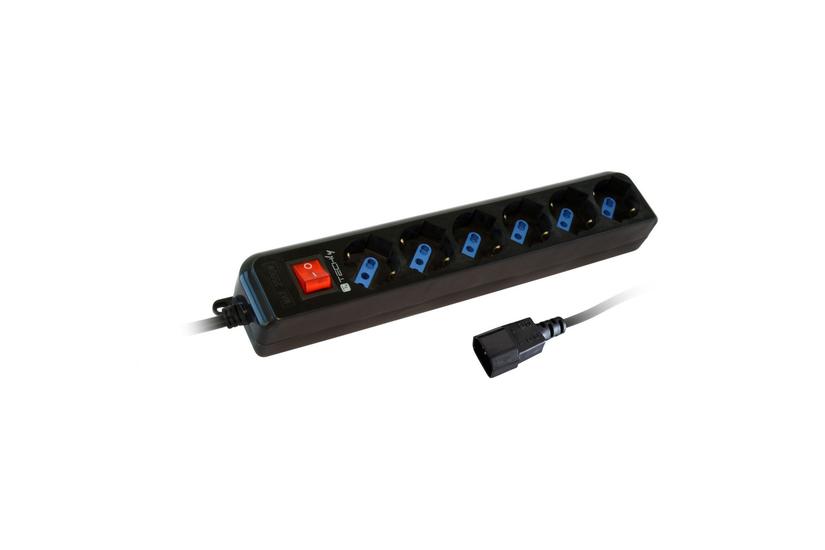 Techly IUPS-PCP-6V stikd&aring;se 1,5 m 6 AC stikkontakt(er) Sort
