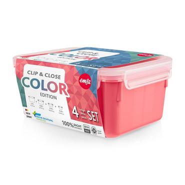 EMSA Clip & Close Rektangulær Sæt Koral 4 stk