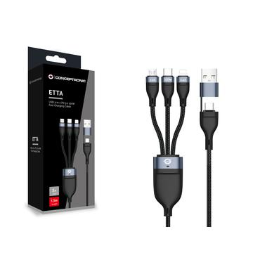 ETTA06B15 3-in-1 USB PD 100W Fast Charging Cable 1.5M, 20V 5A, 480Mbps, E-Mark