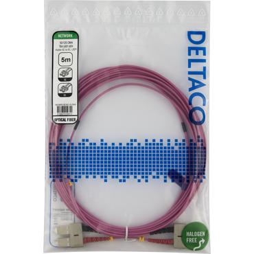 Deltaco SCSC-5-OM4 InfiniBand og fiberoptisk kabel 5 m 2x SC Lyserød