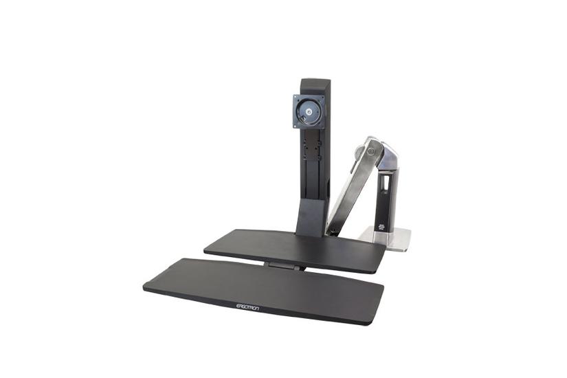 Ergotron WorkFit-A Single LD Workstation With Worksurface - omvandlare till skrivbord för stående - polerat aluminium, svart