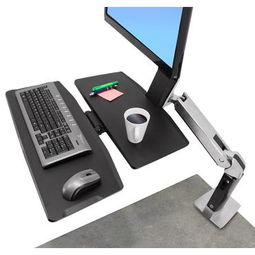 Ergotron WorkFit-A Single LD Workstation With Worksurface - omvandlare till skrivbord för stående - polerat aluminium, svart