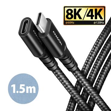 AXAGON BUCM32-CF15AB f&ouml;rl&auml;ngningskabel USB-C (Hane) till USB-C (Hona), 1,5 meter, USB 20Gbps, PD 240W aluminiumfl&auml;tning.