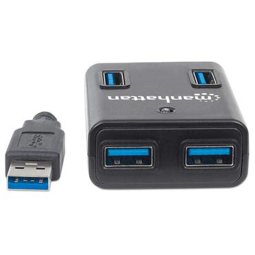 Manhattan 162302 interface hub USB 3.2 Gen 1 (3.1 Gen 1) Type-A 5000 Mbit/s Sort