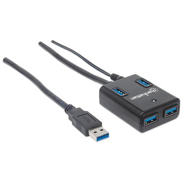 Manhattan 162302 interface hub USB 3.2 Gen 1 (3.1 Gen 1) Type-A 5000 Mbit/s Sort