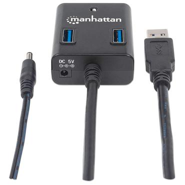 Manhattan 162302 interface hub USB 3.2 Gen 1 (3.1 Gen 1) Type-A 5000 Mbit/s Sort