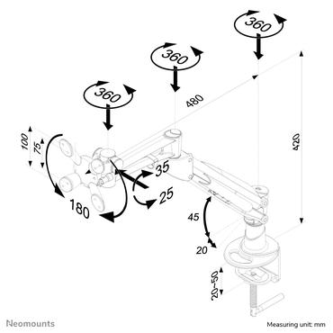 Neomounts FPMA-D940 monteringssæt - full-motion - for LCD display - sølv
