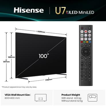 Hisense 100U7Q 254cm 100" UHD Mini LED Smart TV Fernseher