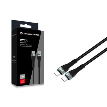 Conceptronic ETTA01B20 USB-kabel USB 2.0 2 m USB C Sort