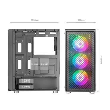 TACENS Chassi - Midi Tower - ATX, micro ATX, Mini-ITX - 3,5 tum - 177 mm - 33,0 cm - 7