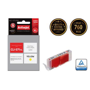 Activejet ACC-571YNX (Canon CLI-571Y XL udskiftning; Supreme; 12 ml; gul)