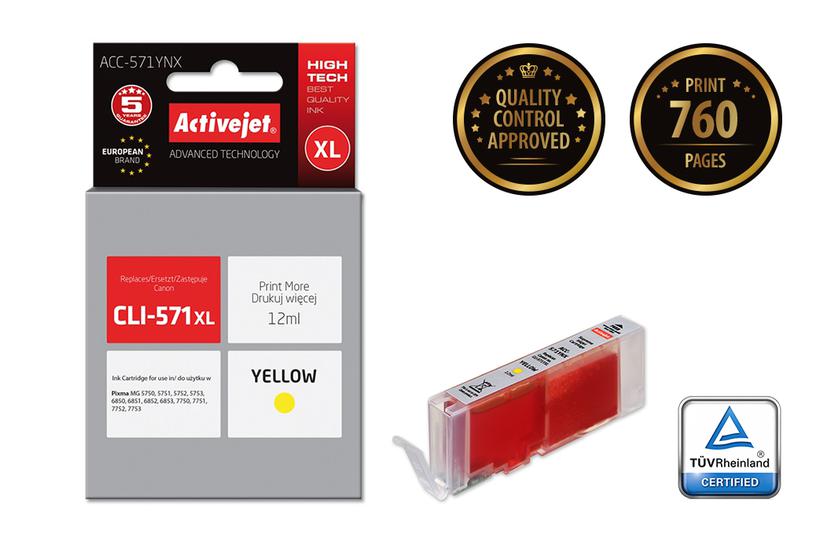 Activejet ACC-571YNX (Canon CLI-571Y XL udskiftning; Supreme; 12 ml; gul)