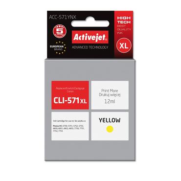 Activejet ACC-571YNX (Canon CLI-571Y XL udskiftning; Supreme; 12 ml; gul)