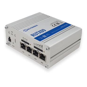RUTX09 is an LTE-A Cat 6 cellular IoT router with dual-SIM Carrier Aggregation and four Gigabit Ethernet interfaces.