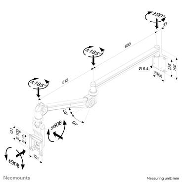 Neomounts FPMA-HAW300 f&auml;ste - fullst&auml;ndig r&ouml;relse - f&ouml;r LCD-display - vit