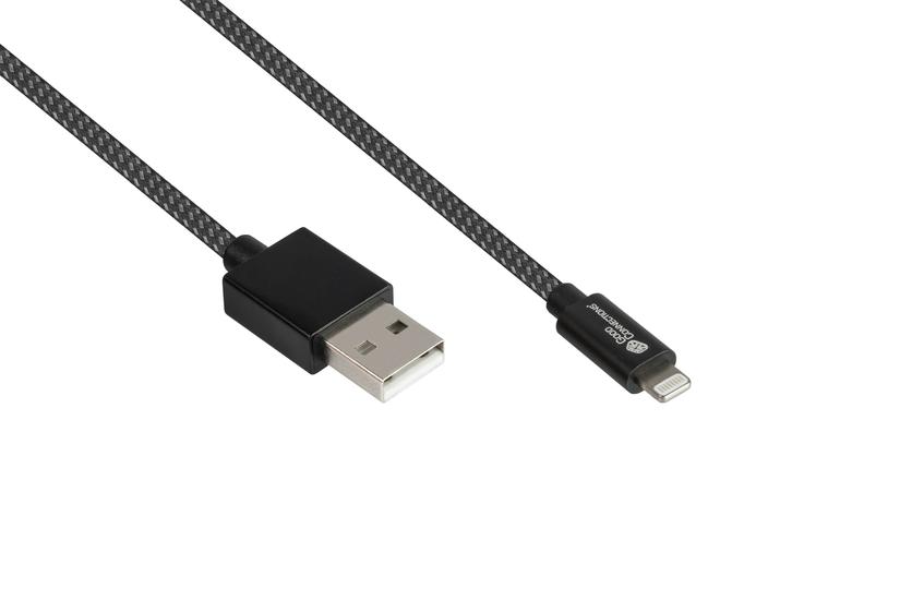 Good Connections USB2.0 Kabel A-Lightning MFI  schw. 0,5m