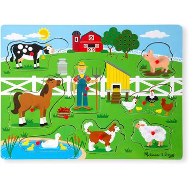 Melissa & Doug MPZ WPZ Farm Anml Sound Pzl8Pc GML Form puslespil 8 stk Dyr