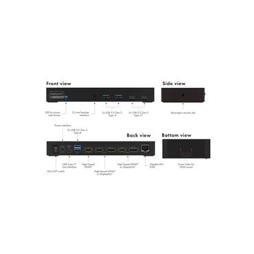 ICY BOX IB-DK2246AC - dockingstation - USB-C / USB-A - 2 x HDMI, 2 x DP - 1GbE
