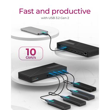 ICY BOX IB-DK2246AC - dockingstation - USB-C / USB-A - 2 x HDMI, 2 x DP - 1GbE