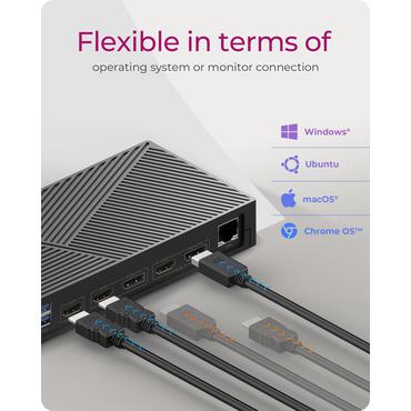 ICY BOX IB-DK2246AC - dockingstation - USB-C / USB-A - 2 x HDMI, 2 x DP - 1GbE