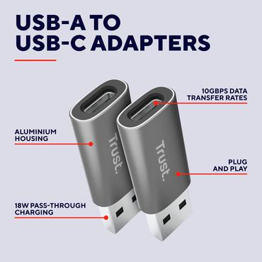 CALYX USB-A TO USB-C ADAPTER 2P