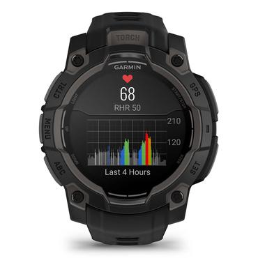 Garmin Instinct 3 AMOLED - fiberf&ouml;rst&auml;rkta polymerer - Ja smart klocka med band - 4 GB - svart