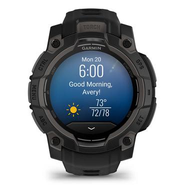 Garmin Instinct 3 AMOLED - fiberf&ouml;rst&auml;rkta polymerer - Ja smart klocka med band - 4 GB - svart