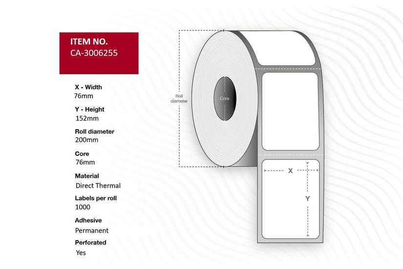 Label 76 x 152mm, Core 76mm,