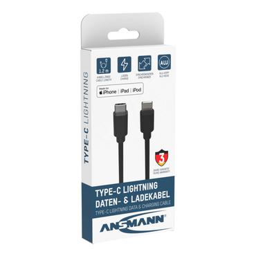 Ansmann 1700-0106 kabel til mobiltelefon Sort 0,12 m USB C Lightning