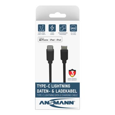 Ansmann 1700-0106 kabel til mobiltelefon Sort 0,12 m USB C Lightning
