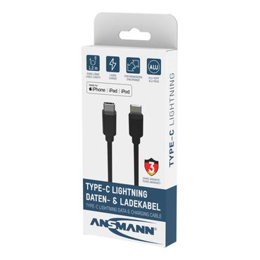 Ansmann 1700-0106 kabel til mobiltelefon Sort 0,12 m USB C Lightning
