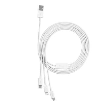 USB-kabel Baseus 3-i-1 Baseus Superior Series, USB till micro USB / USB-C / Lightning, 3.5A, 1.2m (vit)