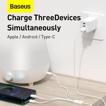USB-kabel Baseus 3-i-1 Baseus Superior Series, USB till micro USB / USB-C / Lightning, 3.5A, 1.2m (vit)