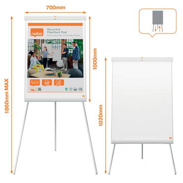 Nobo Premium Plus flipover på trefod med magnetisk stål whiteboardtavle