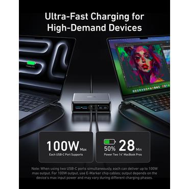 Anker Prime str&ouml;madapter - GaN - 4 x USB-C, 2 x USB - 200 Watt