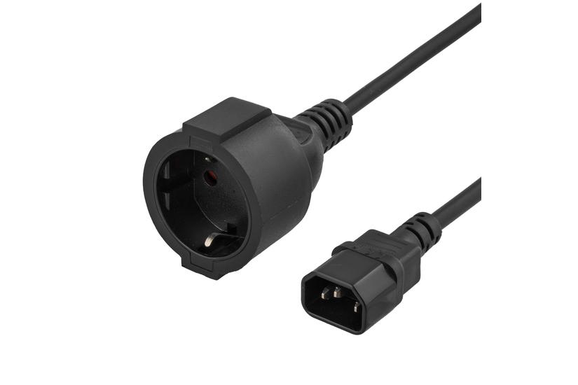 DELTACO DEL-109P-100 - f&ouml;rl&auml;ngningskabel f&ouml;r str&ouml;m - IEC 60320 C14 till CEE 7/4 - 1 m