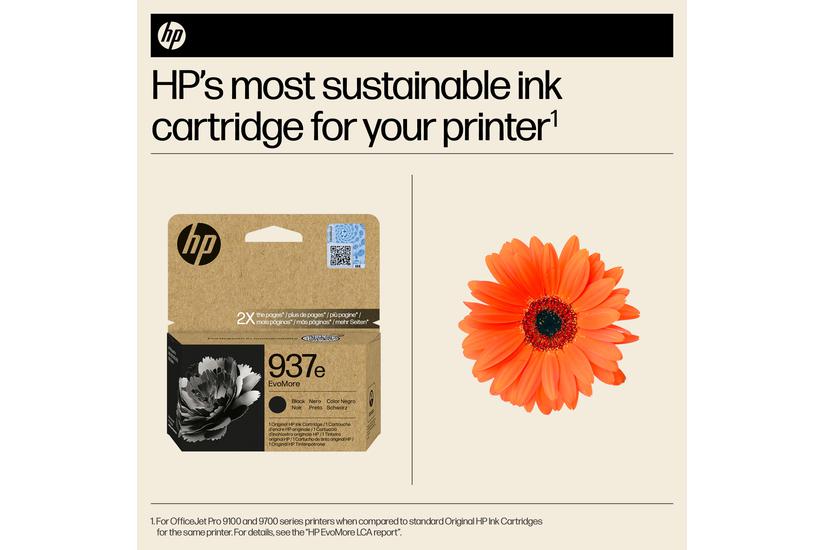 HP Original 937e EvoMore-blækpatron, sort