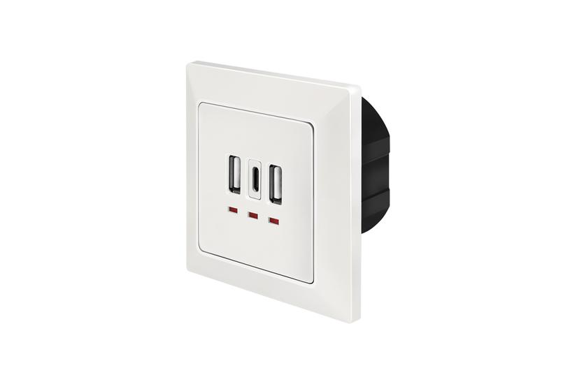 LogiLink PA0254 stikkontakt 2 x USB A + 1 x USB C Hvid