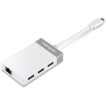 TRENDnet TUC-ETGH3 - n&auml;tverksadapter - USB-C - 1000Base-T x 1 + USB 3.0 x 3