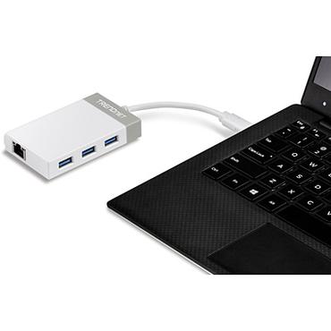 TRENDnet TUC-ETGH3 - n&auml;tverksadapter - USB-C - 1000Base-T x 1 + USB 3.0 x 3