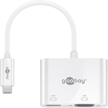 Goobay 52430 dockingstation Kabel & trådløs USB 3.2 Gen 1 (3.1 Gen 1) Type-A + Type-C Hvid