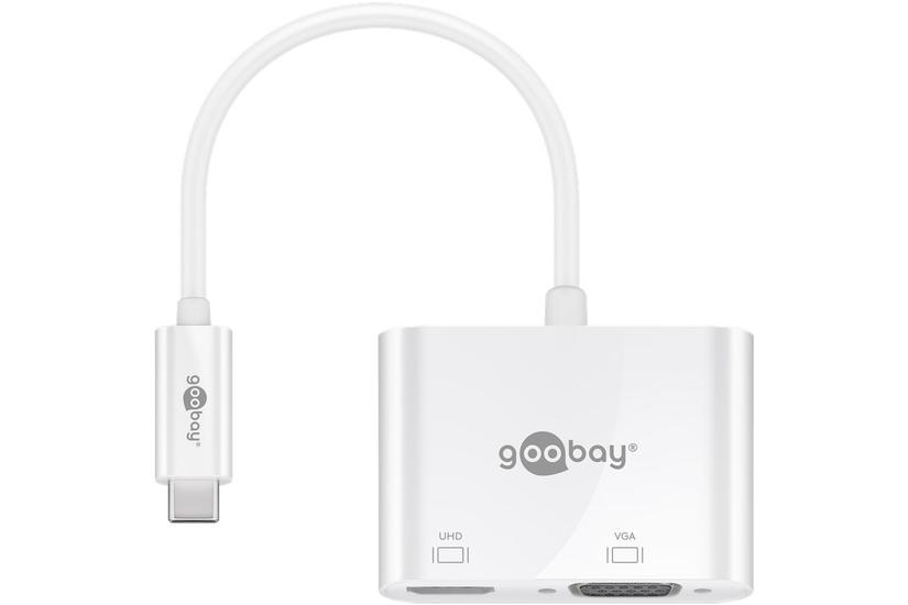 Goobay 52430 dockingstation Kabel & trådløs USB 3.2 Gen 1 (3.1 Gen 1) Type-A + Type-C Hvid
