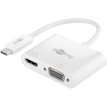 Goobay 52430 dockingstation Kabel & trådløs USB 3.2 Gen 1 (3.1 Gen 1) Type-A + Type-C Hvid