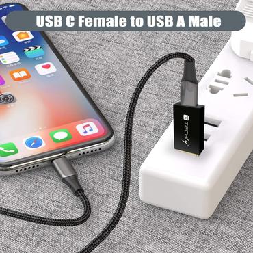 Adapter USB-A M auf USB-C F, USB 3.0, schwarz