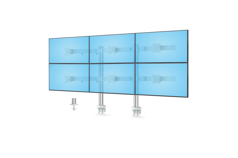 StarTech.com Six-Monitor Desk Mount w/ Crossbar, Up To 32" Screens/17.6lb monteringssats - f&ouml;r 6 LCD-bildsk&auml;rmar - kolonn, dubbel - vit